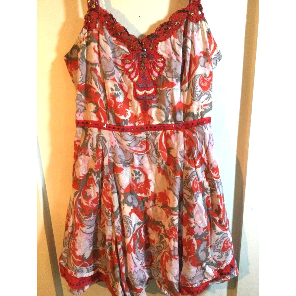 Free People Embroidered Beaded Sequin Mini Sun Dress